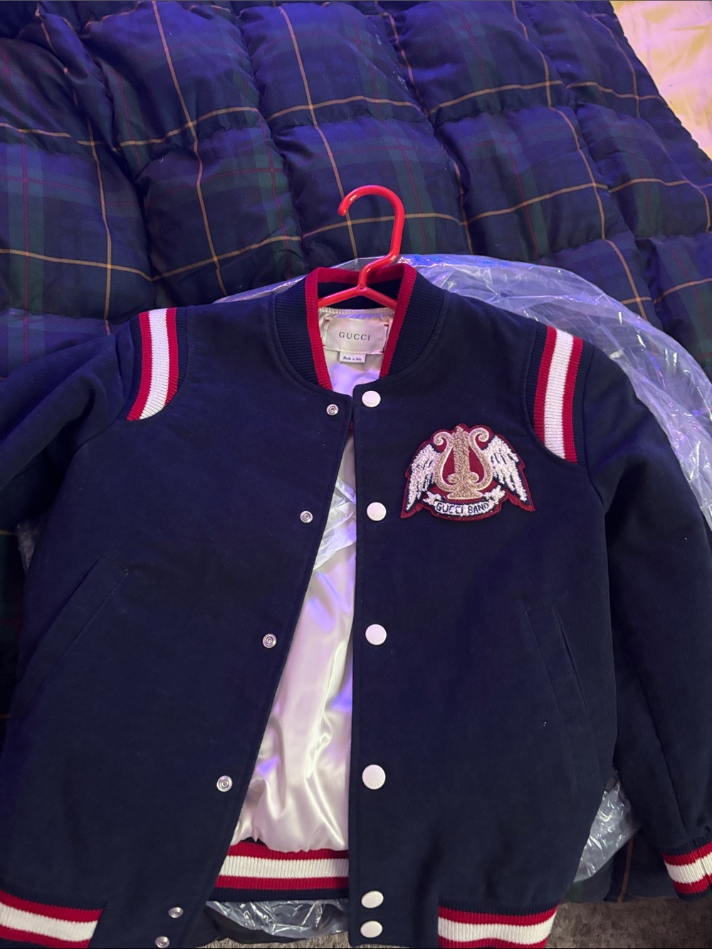 Gucci Kids Navy Jacket with Red and White Trim